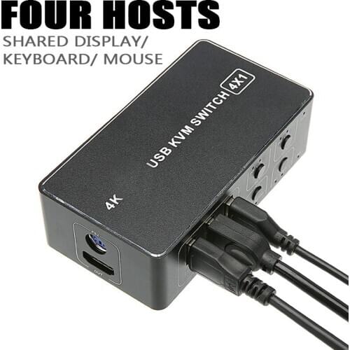 High Quality 4 In 1 Out 4 Ports KVM Switcher 4K HDMI-compatible USB Mouse & Keyboard Switching Sharing Converter
