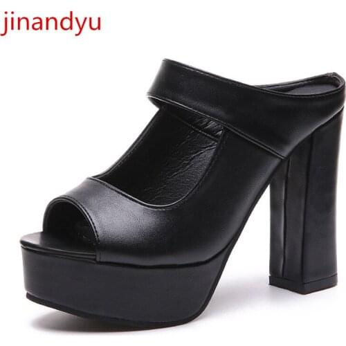 High Heels Woman Slippers Platform Shoes Chunky Heels Fashion Women Platforms Pumps Sexy Black White Heels Summer Women Sandals