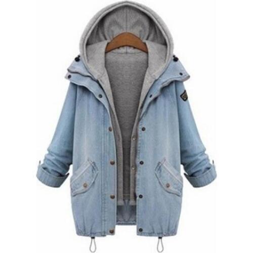 Autumn Winter Women Two Piece Suit Fashion Casual Women Basic Jacket Coats Denim Jeans Plus Size 4XL 5XL 6XL Women Basic Coats