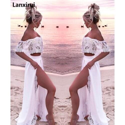 Women Irregular Lace Patchwork Long Summer Beach Dress Dresses Vestidos For Female Women Sexy Off Shoulder Beach Dress Women
