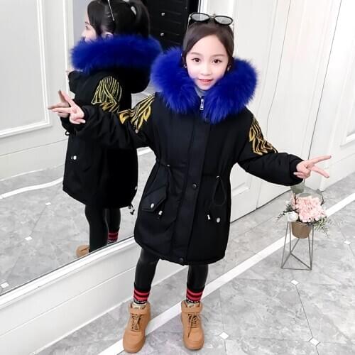 Winter Cotton Coats Baby Girls Clothes Embroidered Design Plush Fur Inside Keep Warm Hooded Jackets 4 5 6 7 8 9 Years Child Girl
