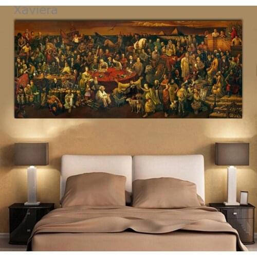 Famous Discussing Divine Comedy Painting On Canvas Retro Wall Art Posters and Print Home Decoration Bedside Backboard Frameless