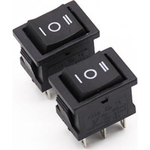 1PCS KCD1 Mini Black 3 Pin / 6 pin On/Off/On Rocker Switch AC 6A/250V10A/125V