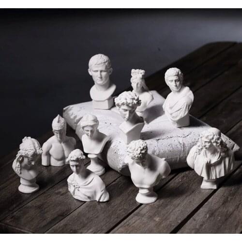 10pcs Mini Head Bust Sculptures Sketch Reference Statues Model Crafts White