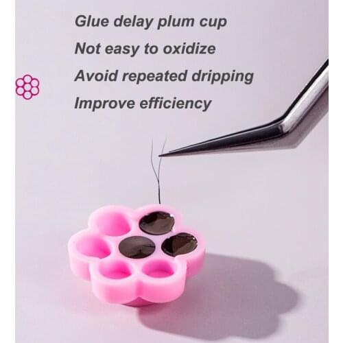 100Pcs/Bag Grafting Eyelash Pink Shape Plum Delay Cup Eye Lashes Glue Holder Blossom Delay Cup Tattoo Adhesive Women Makeup Tool