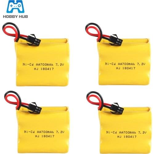 2/3/4PCS 7.2v 700mah nicd AA Rechargeable battery for Electric toys RC ship robot Tank car remote control toys 7.2 v 700 mah