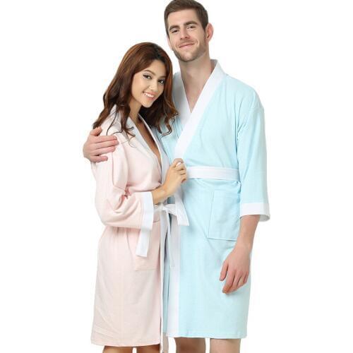2018 new design lady pajamas simple couples sleeping robe home service casual long-sleeved gowns female cotton robe