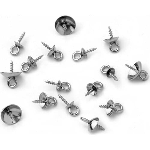 4mm 5mm 6mm 8mm Stainless Steel Pendant Connector Bail Drilled Screw Eye Pin Cup Caps Round DIY Findings NO Fade Wholesale