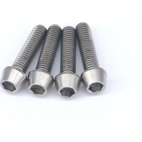 4 PCS M6x25mm Ti GR5 Titanium Cone Head Screw Bolts For Biketrial Hub