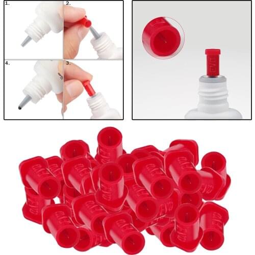50 Pieces Eyelash Glue Bottle Blocking Needle Stopper Plug Replacement Red