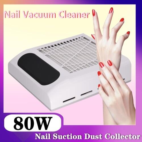 80W White Nail Dust Collector Nail Vacuum Cleaner Manicure Hood Machine Nail Dust Suction Collector for Nails Salon Equipment