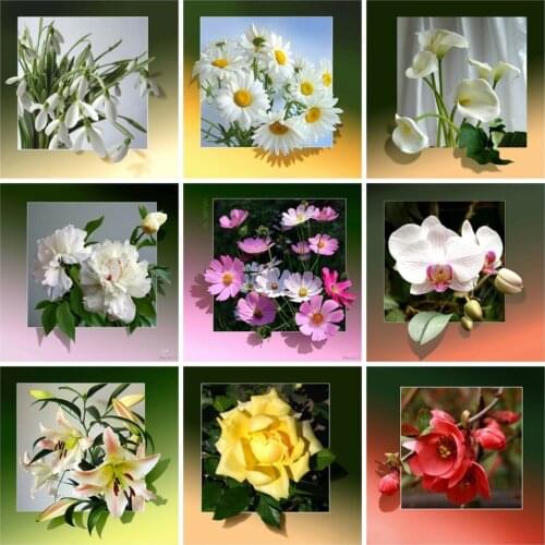 AZQSD Diamond Painting Flower Cross Stitch Handmade 5d Embroidery Sale Full Drill Diamond Art Daisy Diy Rhinestones Home Decor