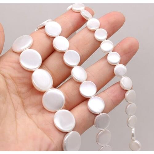 White Natural Shell Beaded Coin Mother of Pearl Shells Loose Beads for Women Jewelry Making DIY Necklace Bracelet Accessory 14