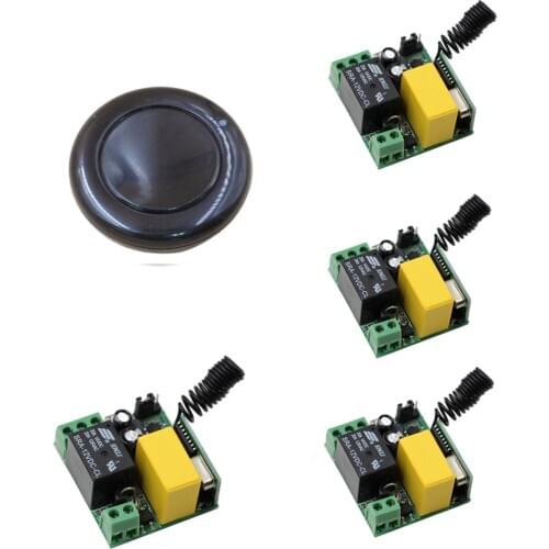 Free Shipping 220V 1CH Remote Control Switch Wireless 4 piece Receivers + 1 piece Wall Transmitter Round One Key Close to Home