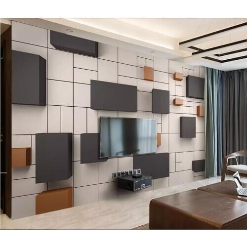 CJSIR Custom Wallpaper 3d Modern New Chinese Cube Brick Wall TV Background Wall Papers Home Decor Papel De Parede Wall Paper