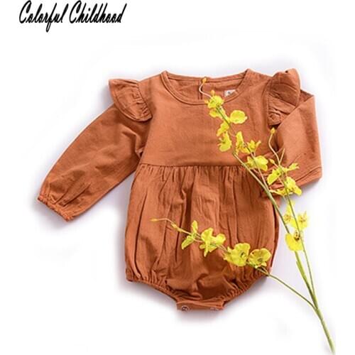 Unisex Baby Rompers vintage ruffles Clothing Set autumn Girls long sleeve Clothes toddler kids Overalls Infant Jumpsuit