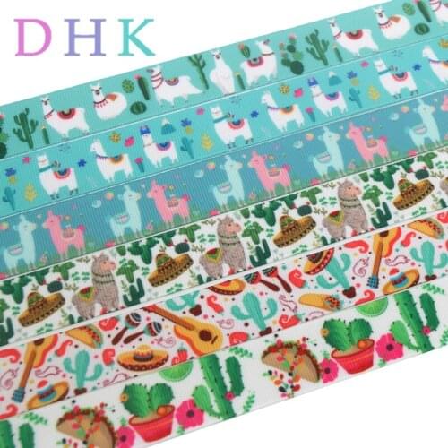 DHK 50yards alpaca mexico cactus printed grosgrain Ribbon Accessory hairbow headwear decoration Wholesale OEM S983