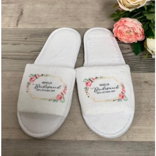 Customized floral bride slippers Bridesmaid gifts wreth wedding slippers personalized Anniversary Engagement proposal hen party