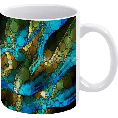 Coffee Mugs 330ml Creative Travel Mug and Cup Office Drinkware Mugs Tazza Flowing Dots Spots Turquoise Blue Green Gild Dana Rop
