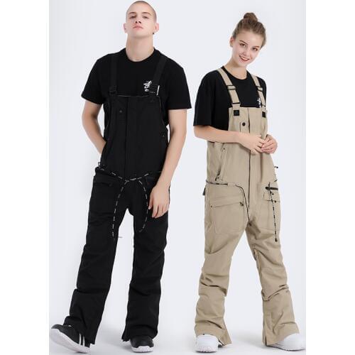 SMN Snowboard Bib Anti-Cold Pants Women Winter Water-Resistant Windproof Breathable Solid Color Outdoor Sports Skiing Trousers