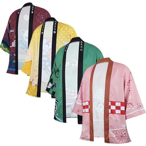 Anime Demon Slayer Kimetsu No Yaiba Cosplay Costume Haori Kamado Nezuko Giyuu Summer Costumes Coat Shirt