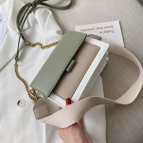 Contrast color Leather Crossbody Bags For Women 2021 Travel Handbag Fashion Simple Shoulder Simple Bag Ladies Cross Body Bag