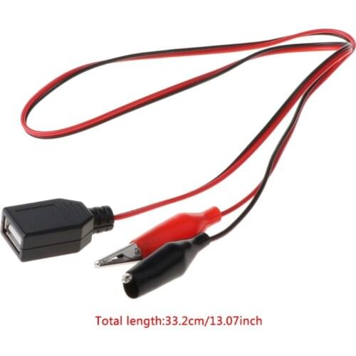 Copper Alligator Clips with Wire Female USB Connector Test Leads Crocodile Clamp L4MF