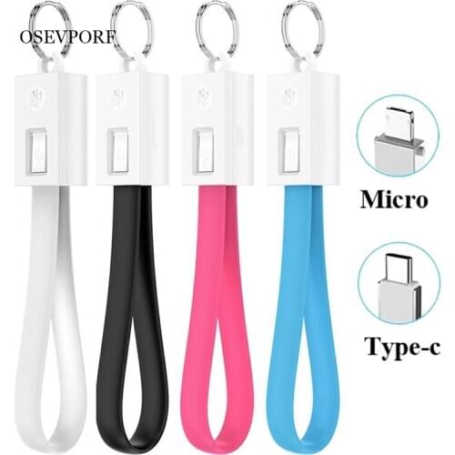 Mini Keychain USB Cables 2A Fast Charging Wire Micro USB C Type C For Huawei P30 Pro Max Xiaomi 11 10 Samsung S9 Key Chain Cabel