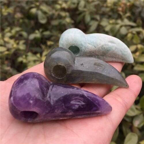 Natural Dream Amethyst Crystal Bird Head Skull Hand Carved And Polished Rare Gemstone Home Decoration Collection