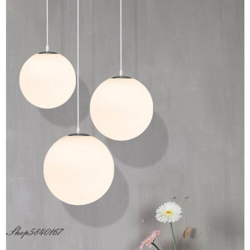 Nodic Minimalist Pendant Light LED Glass White Ball Hanging Lamps for Living Room Modern Bedroom Pendant Lamp Indoor Lighting