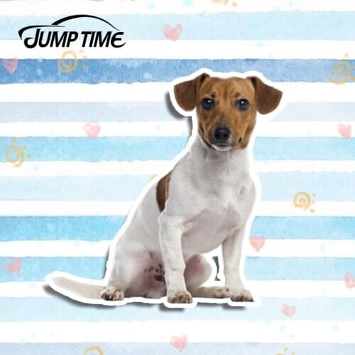 Jump Time 13cm x 12.8cm Sitting Puppy Dog Car Stickers Decal Vinyl Funny Bumper Laptop Waterproof 3D Car Styling Accessories