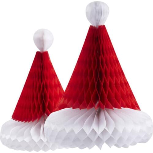 1Pc 8inch/12inchHoneycomb Ball Christmas Hat Christmas Tree Decoration Honeycomb Ball Lantern Paper Flower Pendant