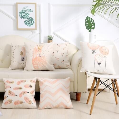 Pink Cushion Cover Flamingo Balloon Feather Chevron Crown Sofa Pillow Case Bedroom Home Decor Car Office Decorative Accessories
