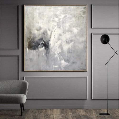Contemporary Artwork Canvas Oil Painting Abstract Style Posters and Grey Wall Art Pictures for Living Room Decor No Frame