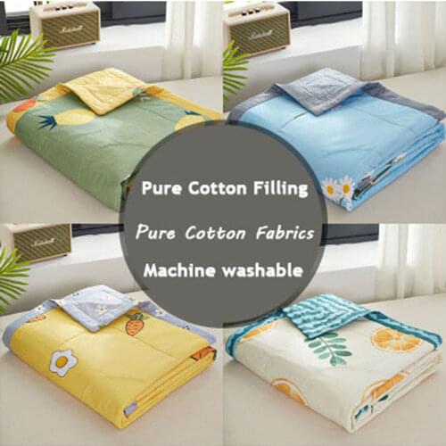 Printing 100% Pure Cotton Quilted Thin Quilts Soft Cozy Adults Childrens Quilt Light Comforter King Quilt Double Blanket Summer