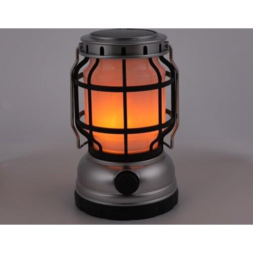 LED Solar Barn Lantern Lamp Portable Outdoor Camping Tent Light USB Rechargeable Retro Classic Kerosene Lamps Emergency Lights