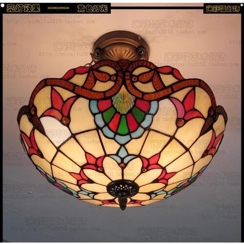 Tiffany Baroque Stained Glass Suspended Luminaire E27 110-240V Chain Pendant lights Lighting Lamps for Home Parlor Dining Room
