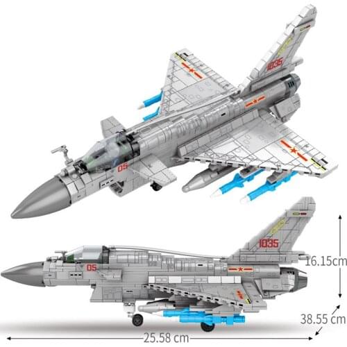 Military War Weapon Chinas J-10-B Fighter Model Bricks Building Blocks Toys for Children Boys Kids Gifts 820Pcs
