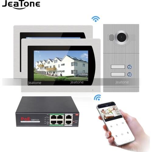 WIFI IP Video Door Phone Intercom System Wireless Video Doorbell 7'' Touch Screen for 2 Floor Apartment/8 Zone Alarm Support iOS