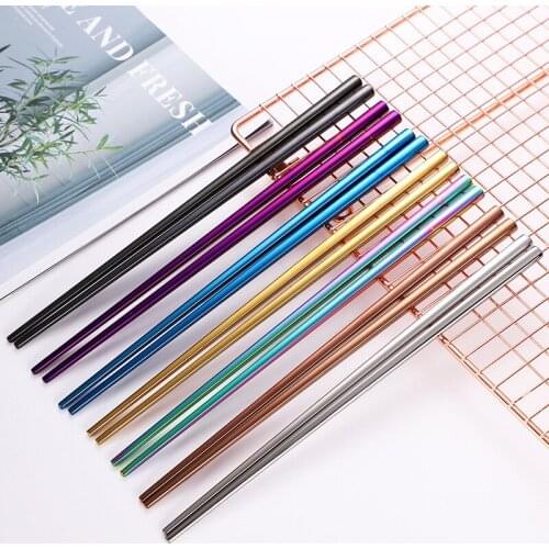 Japanese Chinese Metal Stainless Steel Chopstick Colorful Tableware Length 23cm Chopsticks Portable Reusable Travel Chopstick