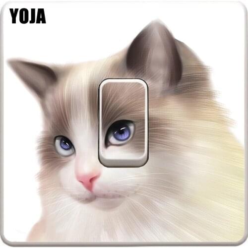 YOJA Cute Cat PVC Wall Sticker Room Switch Decal Home Decoration 8SS0153