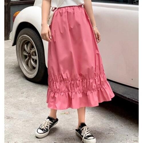 6XL 7XL Spring and Autumn New Women Pleated cotton linen Skirts,Fashion pink blue purple red party skirt plus size long skirts