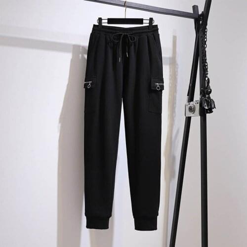 Autumn cotton sweatpants women plus size waist 101-150cm hip 151cm 5XL 6XL 7XL 8XL 9XL loose knitted pants women black
