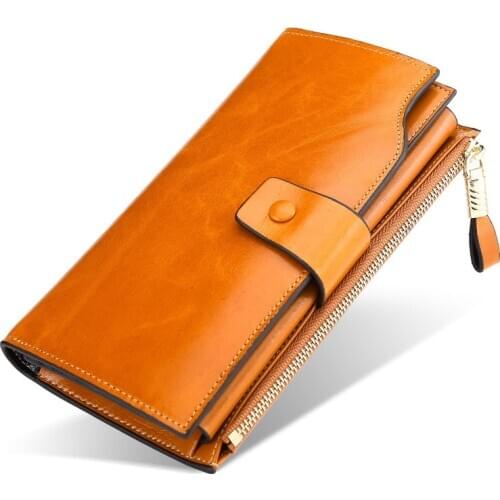 Hot Sale Multi-Function Versatile Slots Card Holder Oil Waxed Upper Top Grain Cowhide Cow Leather Wallet