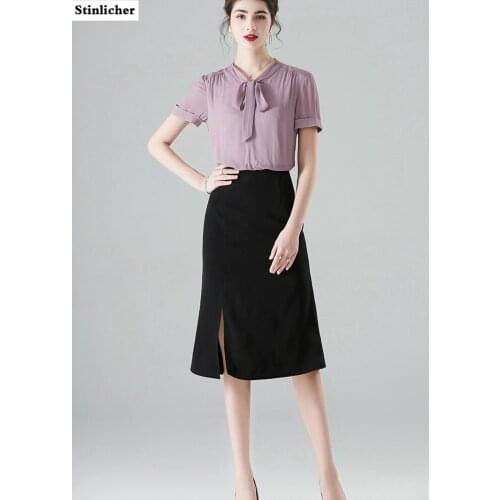 Elegant Office Ladies OL Work Dress Women Fashion Bow Split Patchwork Knee-Length Dress Female High Quality Midi Dress
