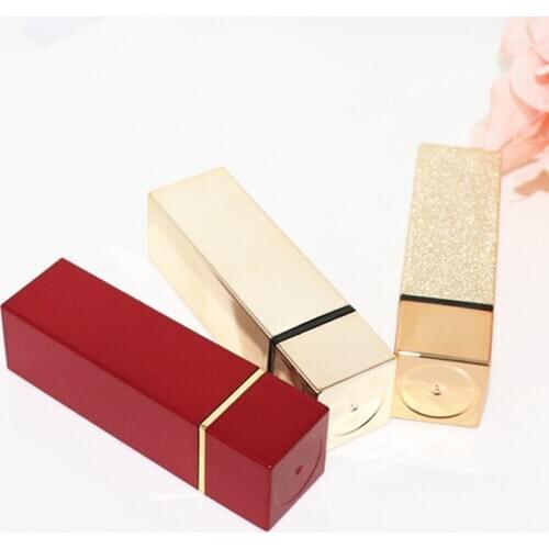 Gold Red Black Luxury Empty Square Shape Lipstick Cosmetic Containers Packaging DIY Batom Lip Balm Tube Makeup Tools 20pcs/lot