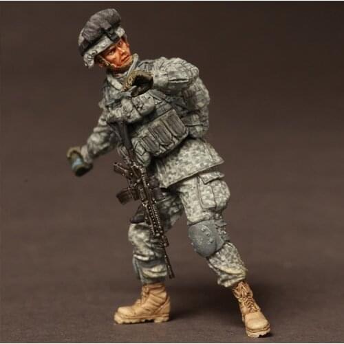 1/35 Resin Model figure GK Soldier 2nd Infantry Division U.S. Army Throwing Grenade Military theme Unassembled and unpainted kit
