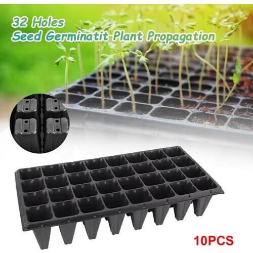 10Pcs 32 Cells Seeding Tray Plastic Nursery Tray Maceteros Bonsai Flower Pot Green Succulent Plants Pot Seed Grow Box