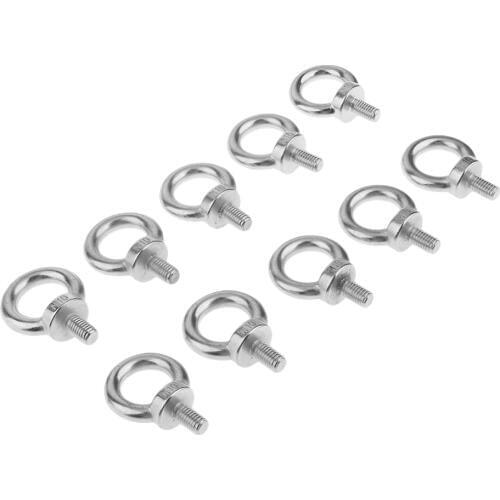 10pcs M10 Marine Boat Stainless Steel Lift Round Ring Eye Screw