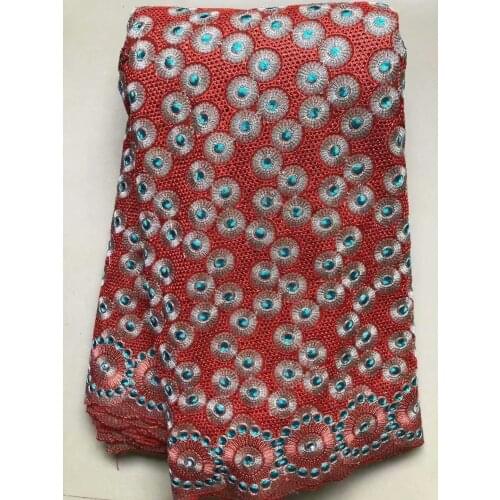 2021 Red African Lace Fabric Punch 100% Cotton Embroidery Swiss Voile Lace In Switzerland New Dubai Coton Material Sewing VC5